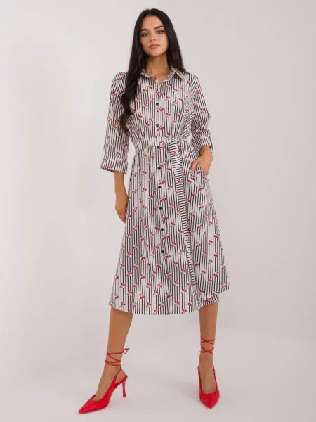 Rochie tip cămașă Fashionhunters până la genunchi de costum alb