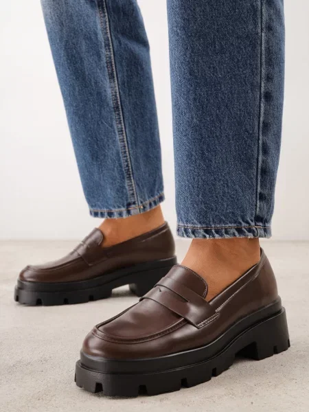 Mocasini VICES Chunky cu platformă și talpă profilată Sastesa maro