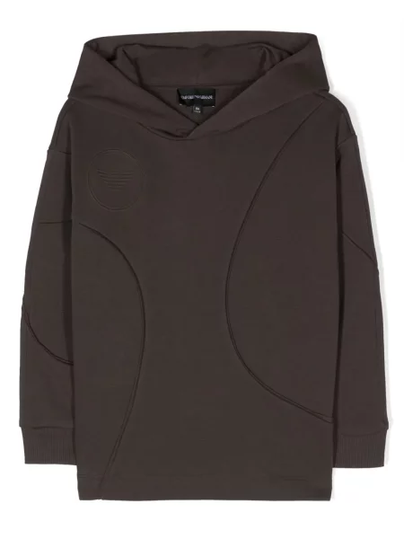Bluza z kapturem dziecięca Emporio Armani brązowa