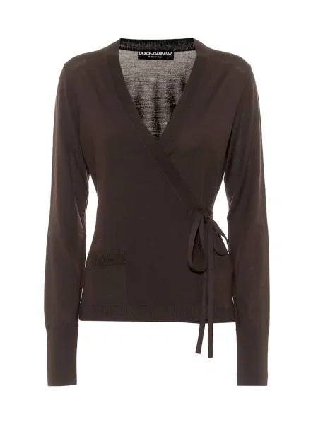 Kardigan Dolce&gabbana wełniany kopertowy czarny