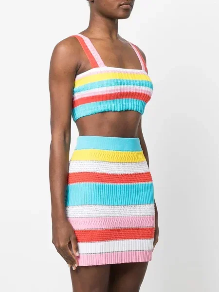 Πλευρωτός τοπ Solid & Striped κομμένο μπλε