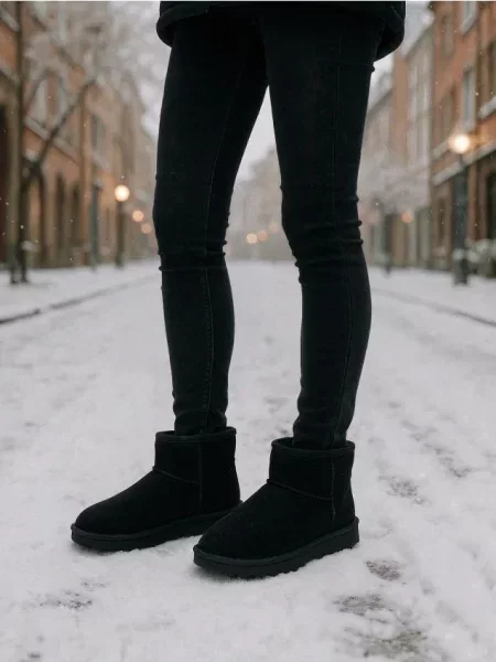 Теплі черевики з вовняною підкладкою чорний