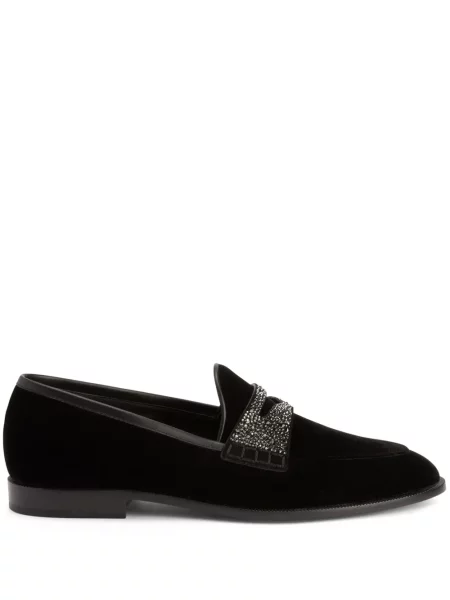 Pantofi loafer Giuseppe Zanotti de catifea negru