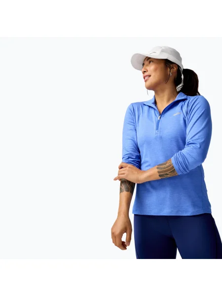 Дамски анцуг Brooks Dash Zip htr bluebell за бягане с дълъг ръкав синьо