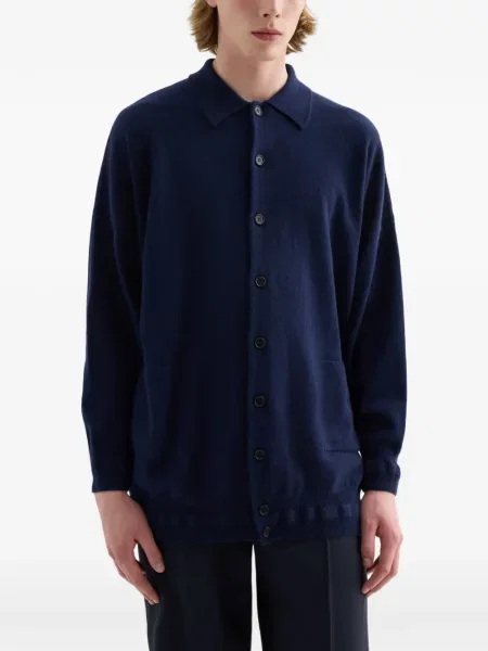 Tricou polo Jil Sander din cașmir albastru