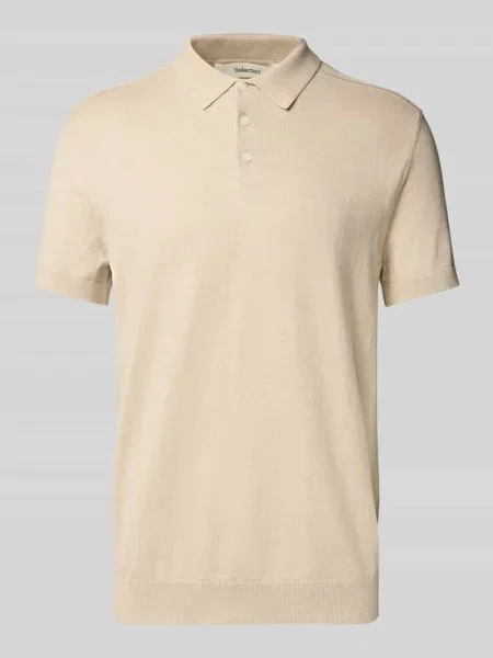 Koszulka polo o kroju regular fit z czystej bawełny model BERG' Selected Homme beżowa