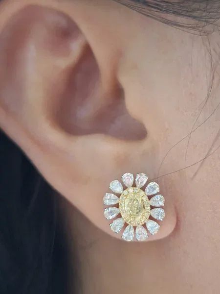Диамант обеци Hyt Jewelry на цветя сребристо
