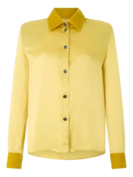 Cămașă Roberto Cavalli de mătase galben
