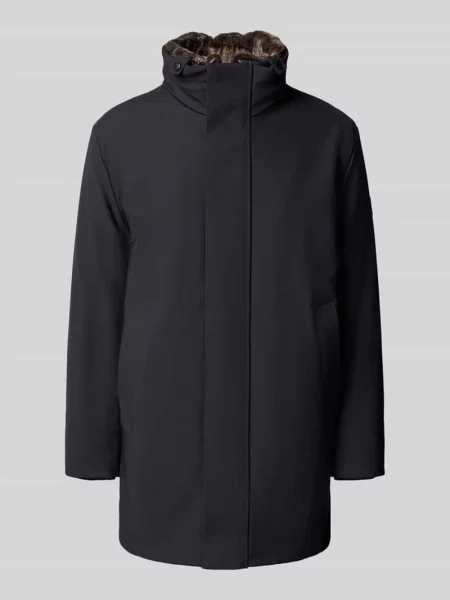 Parka o kroju regular fit z odpinanym obszyciem sztucznym futrem model Flex' Strellson granatowa