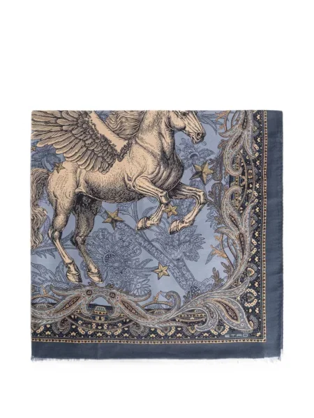 Fular Etro cu imagine cu model paisley albastru