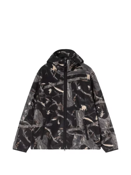 Geacă Carhartt Wip cu glugă cu imagine cu model camuflaj negru