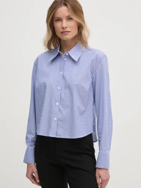 Dkny camasa femei cu guler clasic relaxed albastru