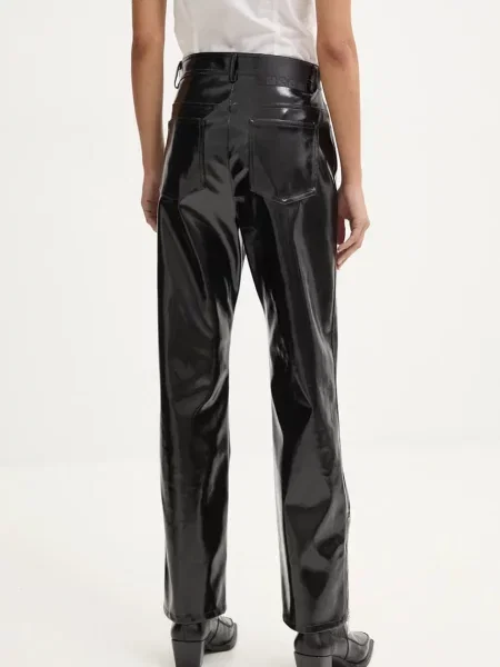 Штани MSGM прямі висока посадка чорний