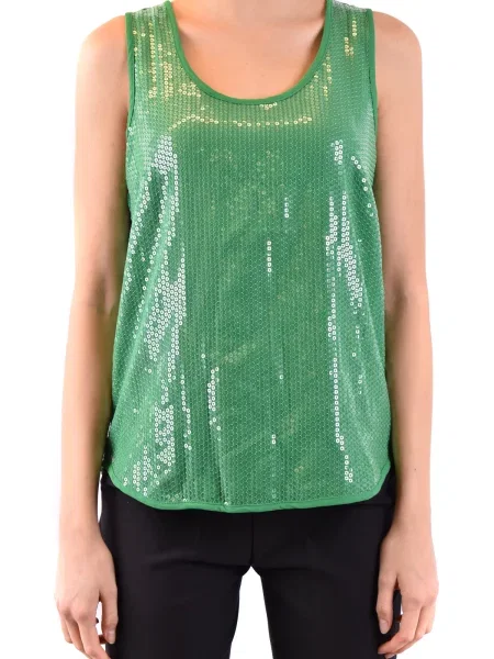 Top P.a.r.o.s.h. cu paiete fără mâneci verde