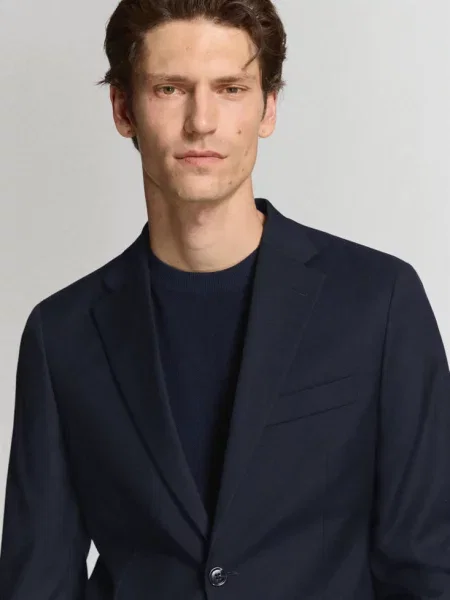 Marynarka garniturowa Milan slim fit Mężczyzna 50 MANGO MAN granatowy