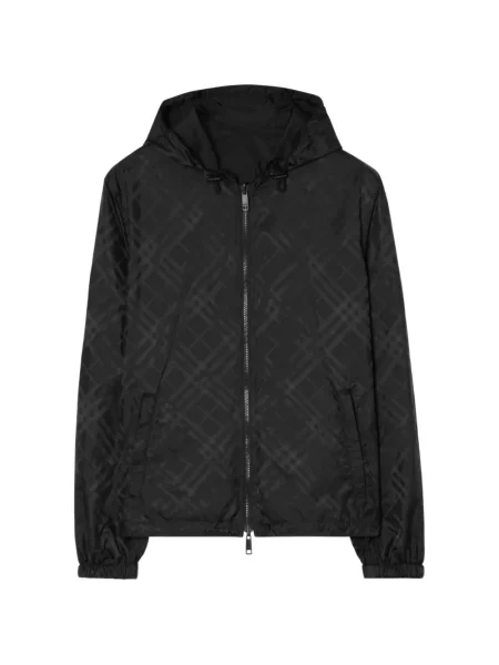 Geacă Burberry în carouri cu glugă negru