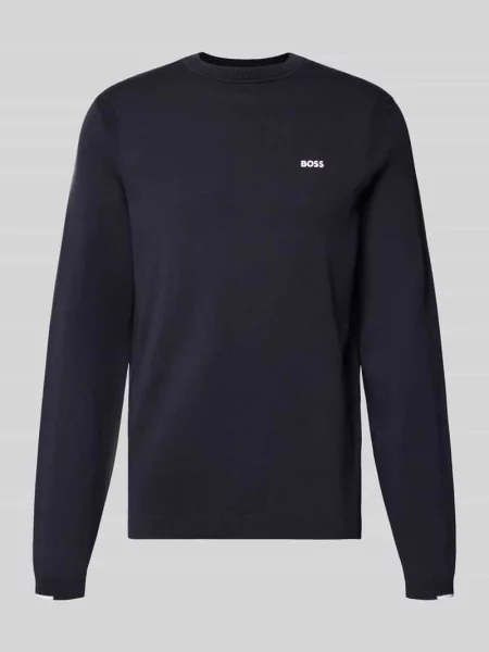 Sweter w kroju regular fit z czystej bawełny model KN_Ever-X' Boss Green granatowy