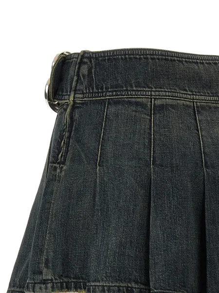 Fusta plisata Balenciaga cu cataramă plisată albastru