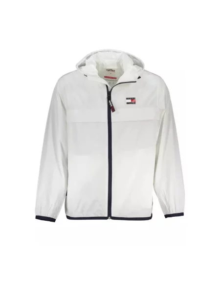 Kurtka jeansowa Tommy Hilfiger z kapturem elegancka biała