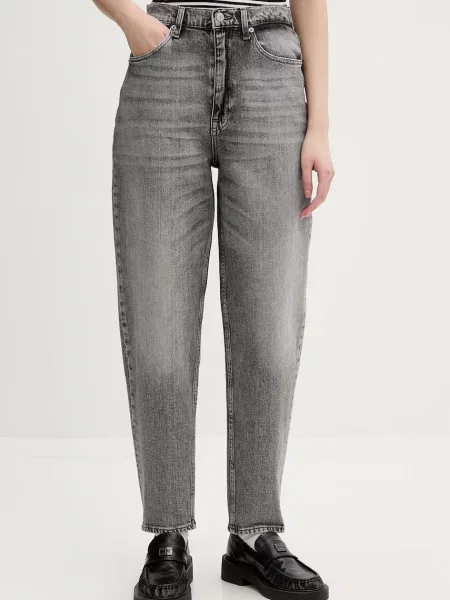Tommy Jeans blugi mom fit pentru femei gri