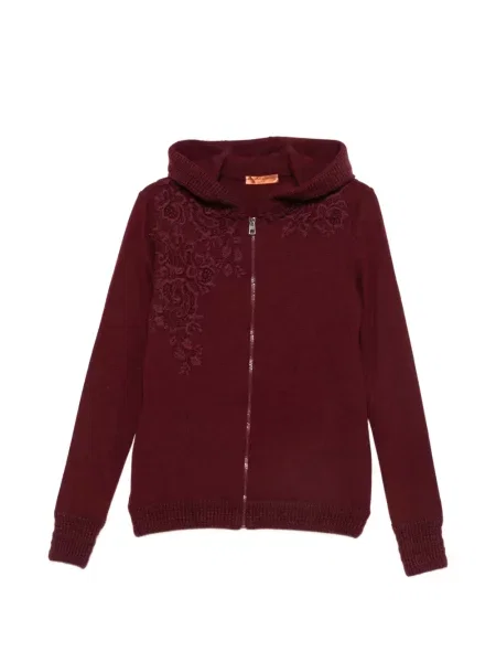 Hanorac cu glugă Ermanno Scervino cu broderie din dantelă roșu