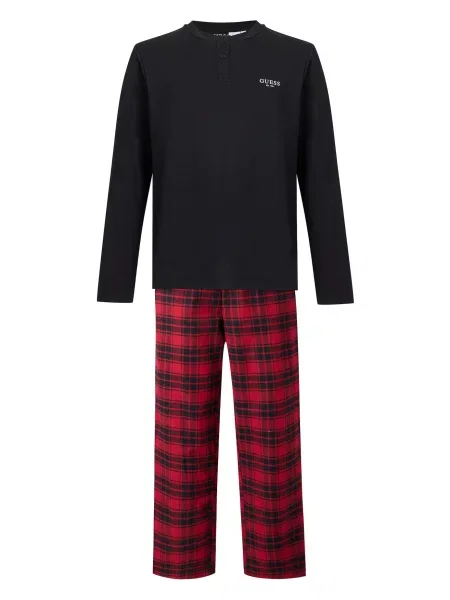 GUESS Pijama lungă MATT roșu negru