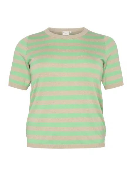 KAFFE CURVE Pulover KA Lizzy / verde limetă bej