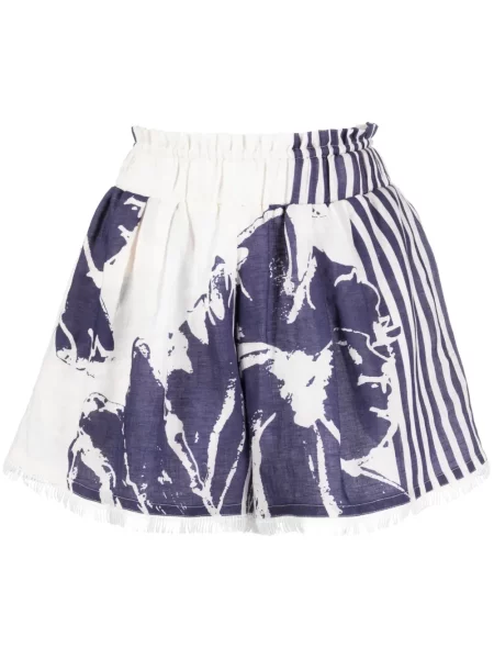 Szorty Silvia Tcherassi w kwiatki z nadrukiem niebieskie