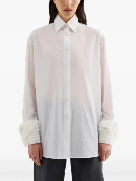 Cămașă Jil Sander din muselină alb