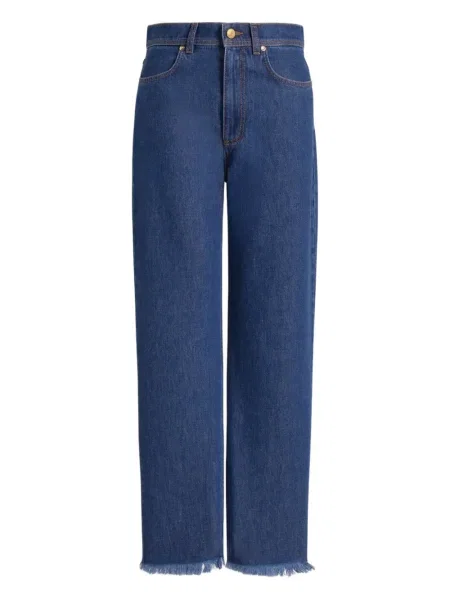 Blugi Alberta Ferretti cu franjuri albastru