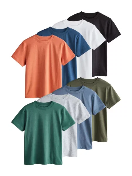 Next Tricou albastru / gri deschis / verde / portocaliu / negru alb