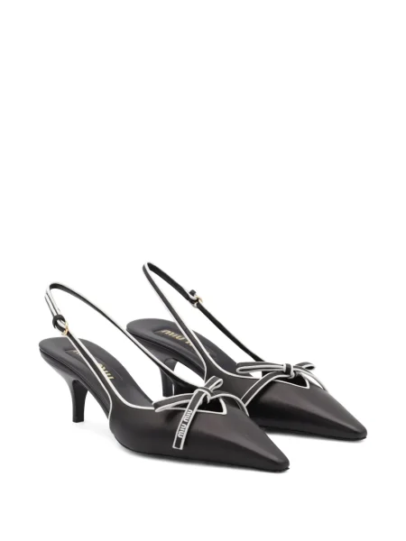 Pantofi cu toc Miu Miu din piele slingback negru