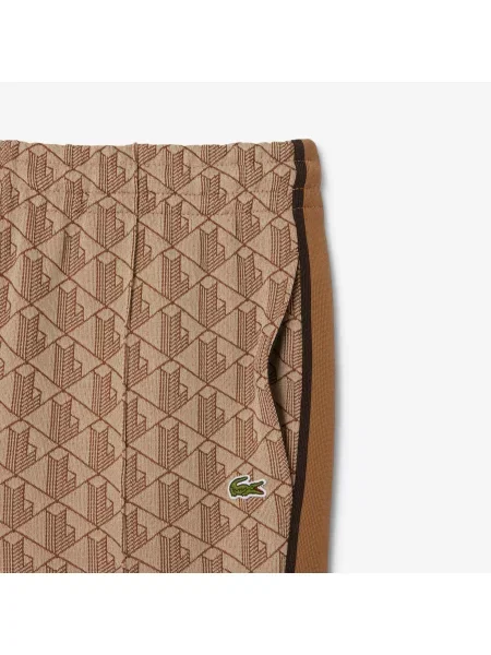 Lacoste Spodnie Dresowe Paryż Z Monogramem Regular Fit Jasnobrązowe brązowy