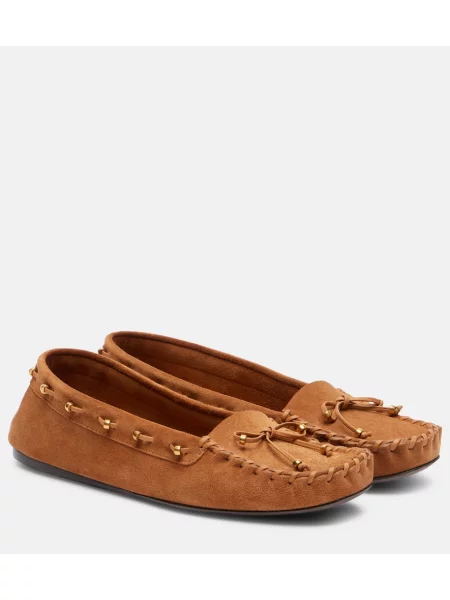 Mocasini Khaite din piele de căprioară bej