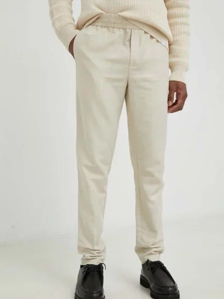 Samsoe Samsoe pantaloni din in mulata bej