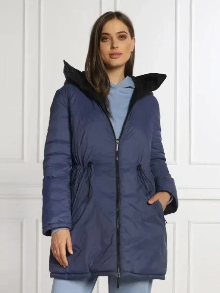 Emporio Armani Cu două fețe geacă CAPPOTTO | Longline Fit negru
