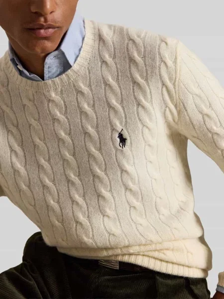 Polo Ralph Lauren sweter Mężczyźni Wełna jednolity XL biały