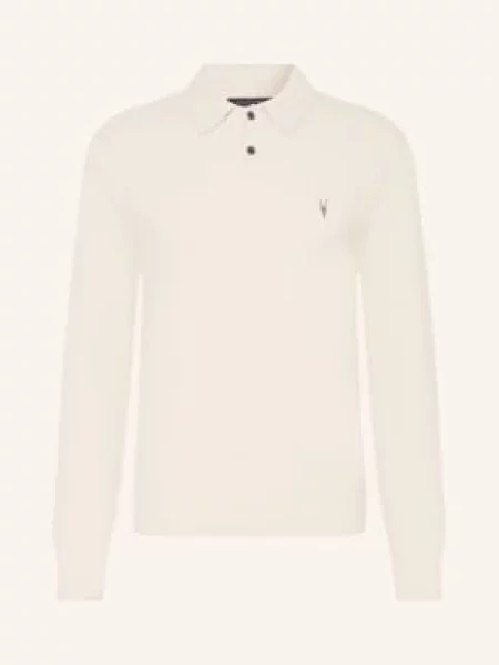 Allsaints Koszulka Polo Statten Z Dzianiny weiss beżowa