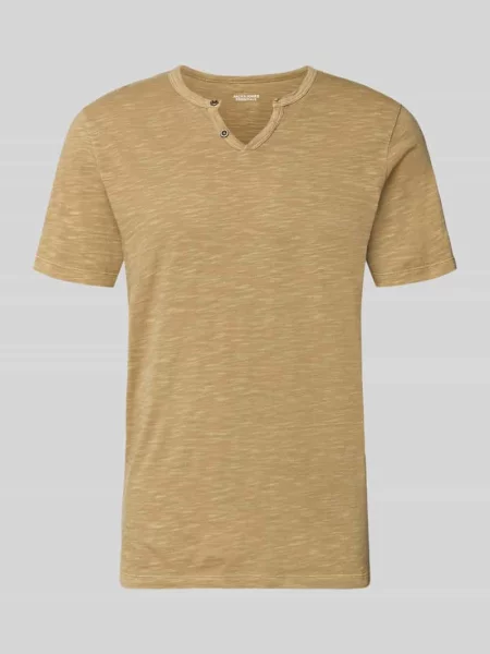 T-shirt z Model SPLIT' Jack & Jones beżowa