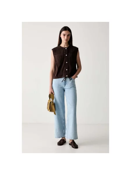 Kamizelka o kroju relaxed fit z mieszanki bawełny i lyocellu Marc O'polo Denim brązowa