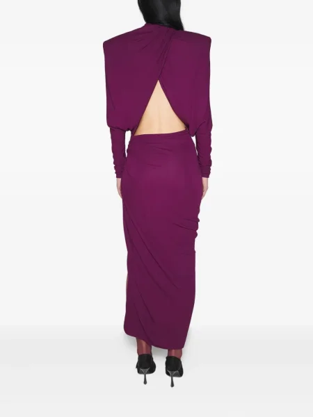 Rochie maxi Mugler drapată violet