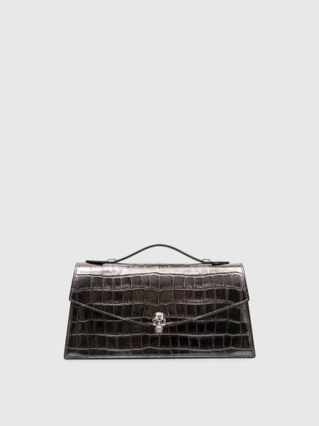 Кожаная сумка Alexander Mcqueen серая
