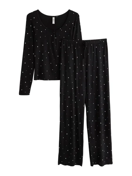 Lindex Pižama črna bela