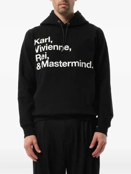 Hanorac cu glugă Mastermind Japan cu imagine cu cordon negru