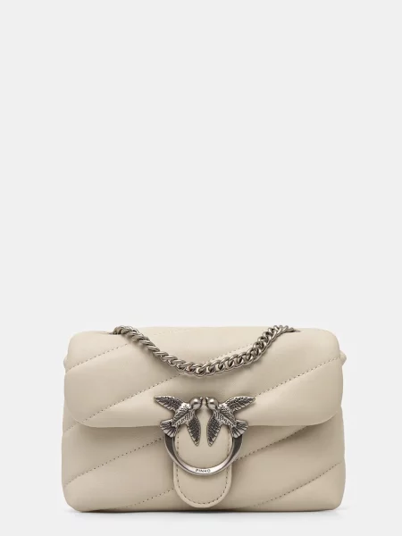 Pinko crossbody torbica usnjena bež