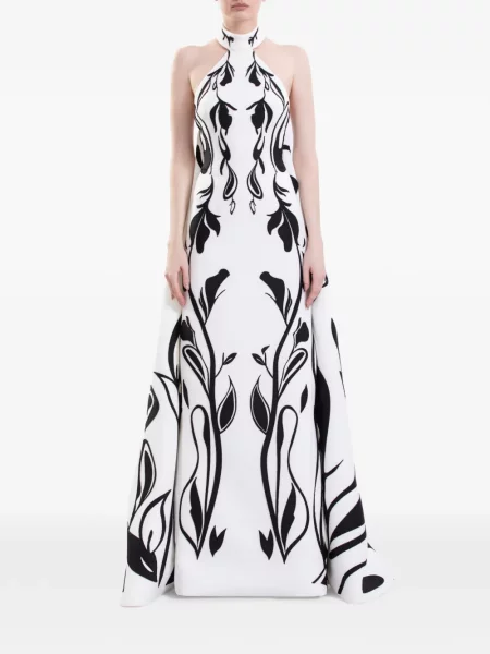 Rochie Saiid Kobeisy cu gât halter alb