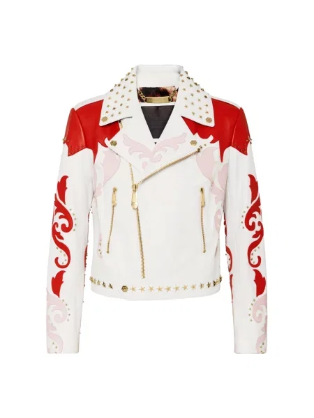 Kurtka skórzana Philipp Plein biała