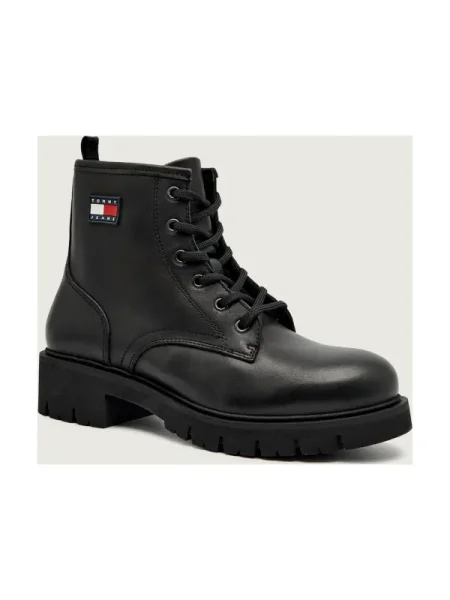 Trappers Tommy Jeans Tjw Lace Up Leather Boot negru