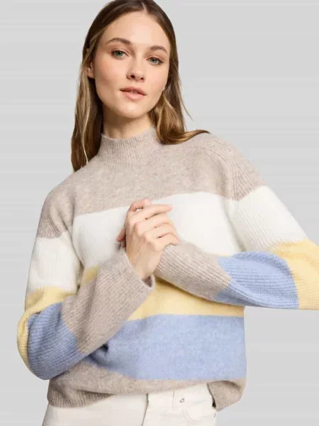 Sweter o kroju regular fit z dodatkiem wełny Tom Tailor Denim beżowy