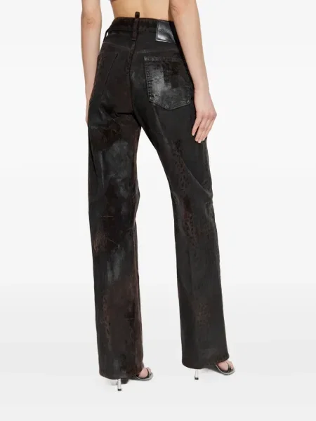 Pantaloni Dsquared2 cu imagine cu imprimeu animal print negru